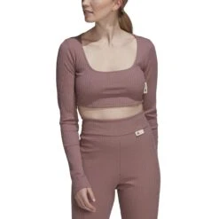 T-shirt Court Côtelé Femme Adidas Studio Lounge -T shirt Actif Boutique adidas hh8500 4 apparel on model front view white