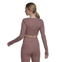 T-shirt Court Côtelé Femme Adidas Studio Lounge -T shirt Actif Boutique adidas hh8500 5 apparel on model back view white