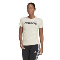T-shirt Ajusté à Logo Femme Adidas Loungewear Essentials -T shirt Actif Boutique adidas hl2052 3 apparel on model standard view white