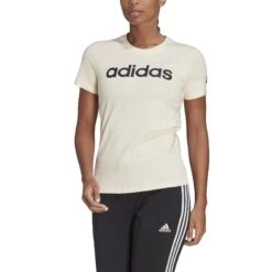 T-shirt Ajusté à Logo Femme Adidas Loungewear Essentials -T shirt Actif Boutique adidas hl2052 4 apparel on model front view white