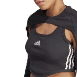 T-shirt Cintré à Manches Amovibles Femme Adidas Dance 3-Stripes -T shirt Actif Boutique adidas ib4752 black clpink 3