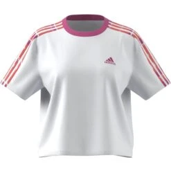 T-shirt Crop Femme Adidas Essentials 3-Stripes -T shirt Actif Boutique adidas ic9882 4 apparel zip turntable 3d 1 white