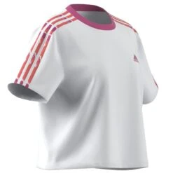 T-shirt Crop Femme Adidas Essentials 3-Stripes -T shirt Actif Boutique adidas ic9882 4 apparel zip turntable 3d 2 white