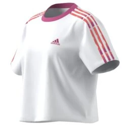 T-shirt Crop Femme Adidas Essentials 3-Stripes -T shirt Actif Boutique adidas ic9882 4 apparel zip turntable 3d 8 white