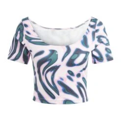 T-shirt Imprimé Femme Adidas Vibrant Crop -T shirt Actif Boutique adidas im2566 2 apparel photography front center view white