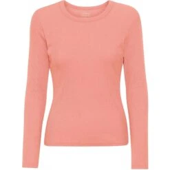 T-shirt Côtelé Manches Longues Femme Colorful Standard Organic Bright Coral