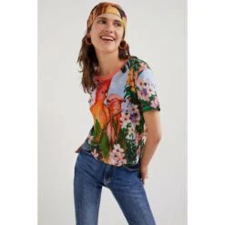 T-shirt Femme Desigual Parrot -T shirt Actif Boutique desigual 22swtkax 5020 4