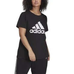 T-shirt Grande Taille Femme Adidas Essentials Logo -T shirt Actif Boutique gs1378 app on model front white
