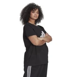 T-shirt Grande Taille Femme Adidas Essentials Logo -T shirt Actif Boutique gs1378 app on model walking white