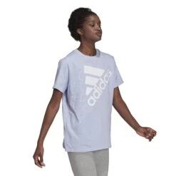 T-shirt Femme Adidas Brand Love Slanted Logo Boyfriend -T shirt Actif Boutique h10198 app on model walking white