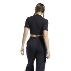 T-shirt Moulante Côtelé Manches Courtes Femme Reebok Classics -T shirt Actif Boutique reebok classics hg1165 3 apparel on model back view white