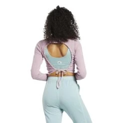 T-shirt Manches Longues Femme Reebok Classics Natural Dye Ribbed -T shirt Actif Boutique reebok hk4943 3 apparel on model back view white