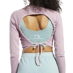 T-shirt Manches Longues Femme Reebok Classics Natural Dye Ribbed -T shirt Actif Boutique reebok hk4943 6 apparel on model detail view 2 white