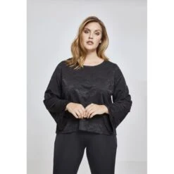 URBAN CLASSICS T-shirt Femme Urban Classic Jacquard -T shirt Actif Boutique tb2362 00777 u tb2362 m1 00777 u black camo